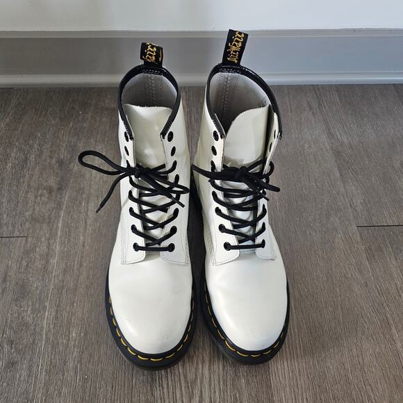 Dr. Martens 1460 Pascal White Leather Combat Boots Size 9 - Picture 5 of 8